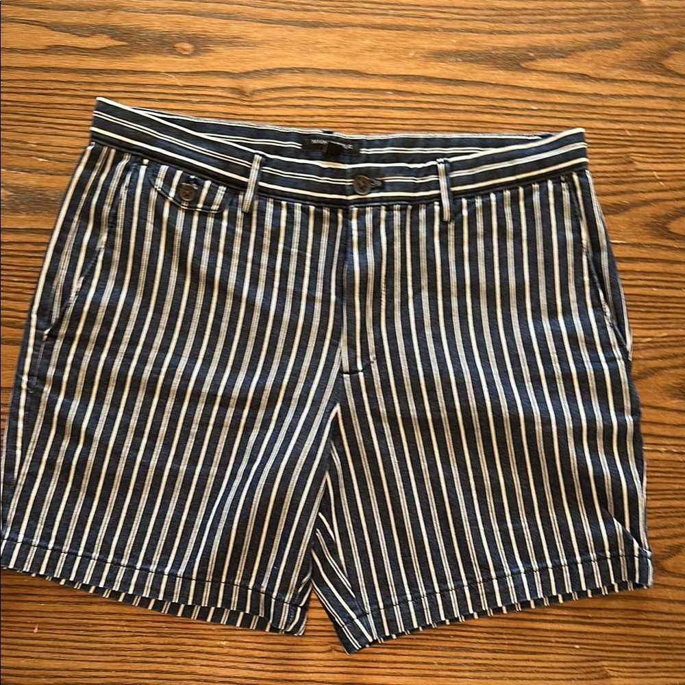 Banana Republic Black and White Flat Front Striped Shorts
